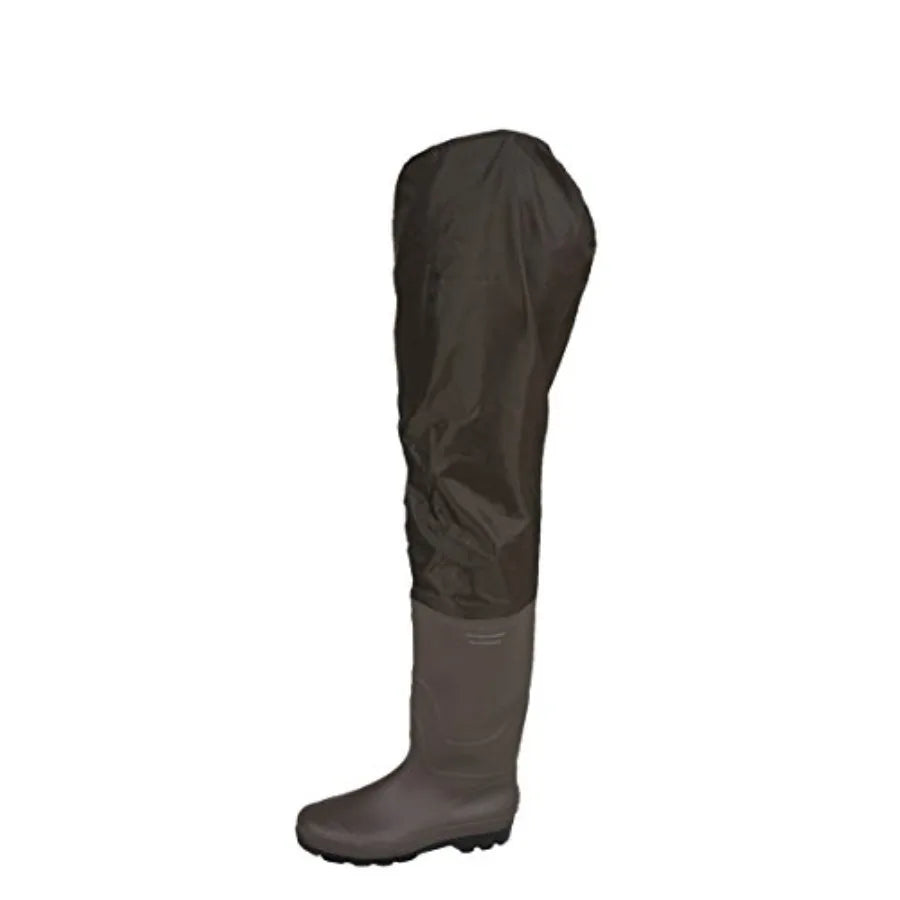 Men's fly fishing outdoors windward adjustable PVC hip bootfoot wader in black with waterproof and breathable performance