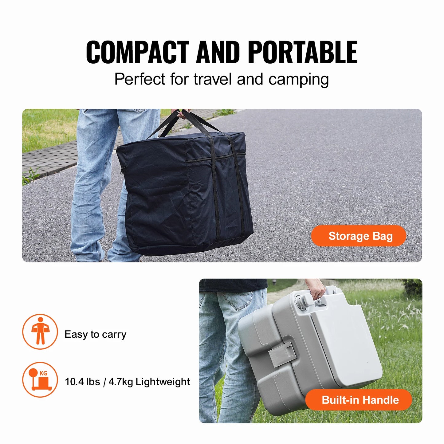 Portable Toilet for Camping Porta Potty with Carry Bag 5.3 Gal Waste Tank & 3.2 Gal Flush Tank  Leak-proof and Odourless Travel Toilet for Camping Car