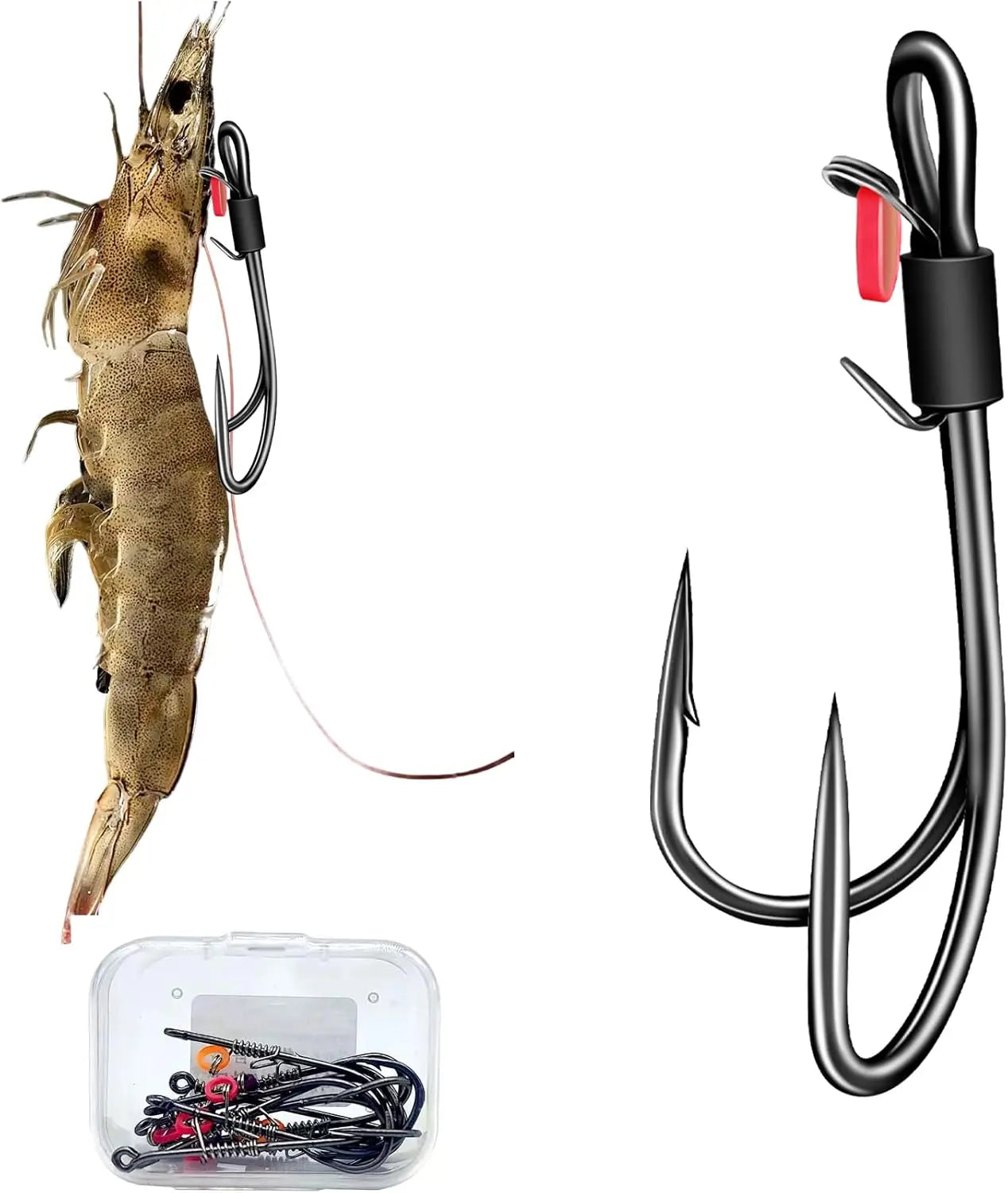 Double Fishing Hooks for Live Shrimp Bait, Saltwater Freshwater Lures