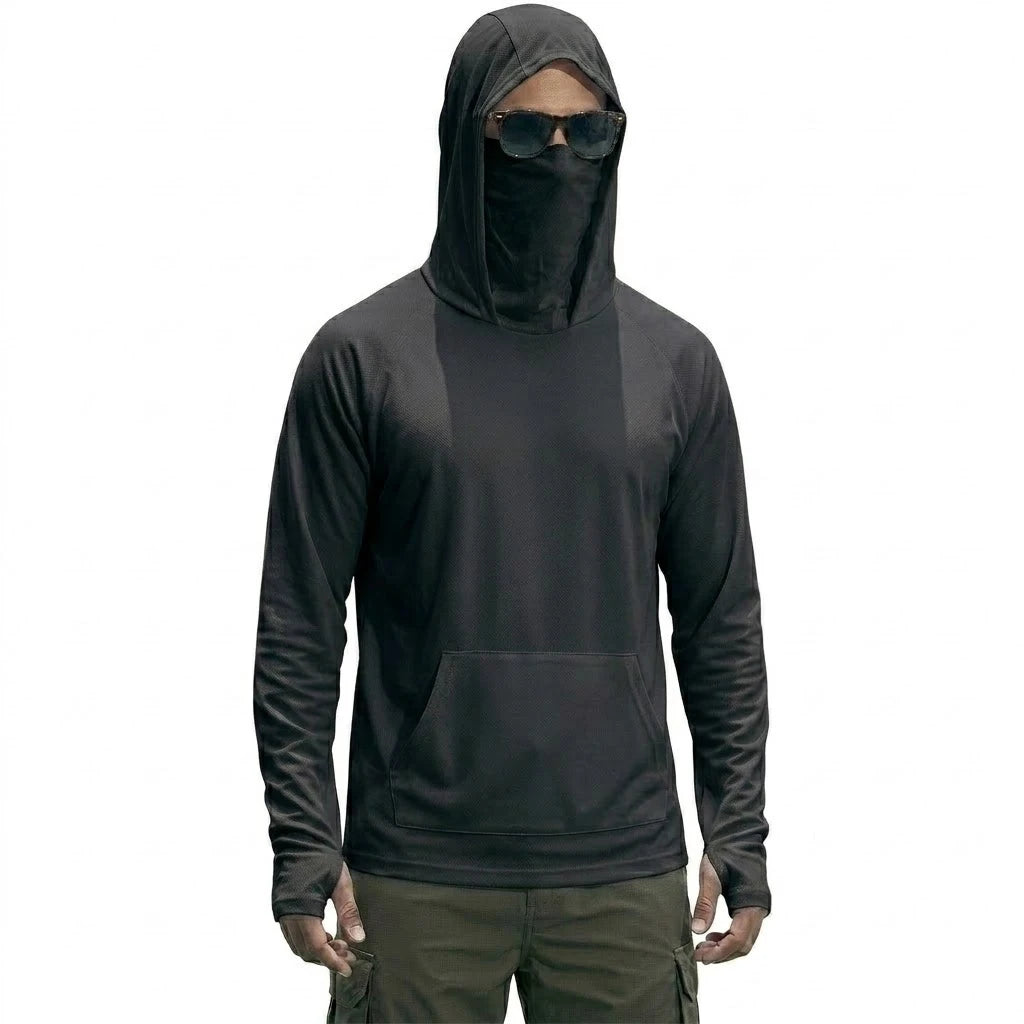 UPF50+ Performance Hoodie Summer Man Long Sleeve T-shirts Casual Shirt Sunscreen Ice Silk Tops Sun Running Quick Dry Hiking Tee