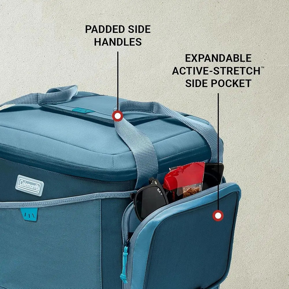 Wheeled Soft Cooler with Expandable Pockets, Keeps Cold for Up to 34 Hours