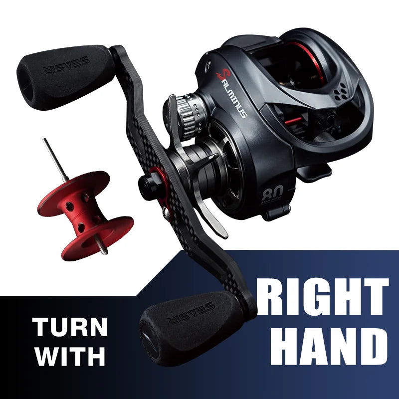 Salminus Baitcasting Fishing Reel Max Drag 12Kg 8.0:1 High Gear Ratio Metal Aluminum Frame coil