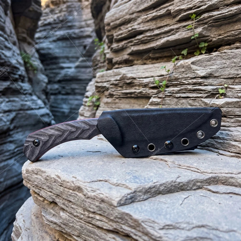 Every Day Carry Wear-Resistant Wilderness Rock Climbing Meat Slicing Knife Multi-Purpose Camping Picnic Straight Knife Portable Knife with K Sheath