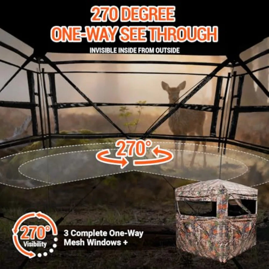 Hunting Blind/ Ground Blind 2/3 Person Soft Material Pop-Up Camouflage Tent Easy-Fold Portable Concealed Shelter with Carrying