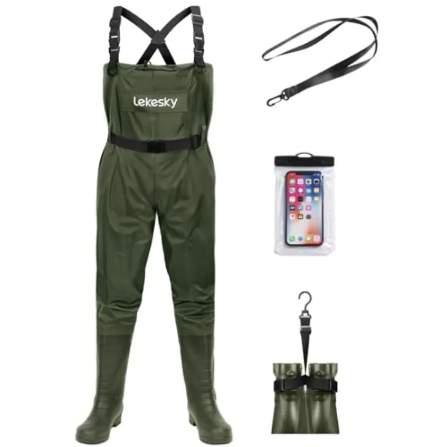 Fly Fishing Chest Waders with Boots for Men Women, US Sizes 5 14, 2-Ply Nylon/Pvc Waterproof Waders