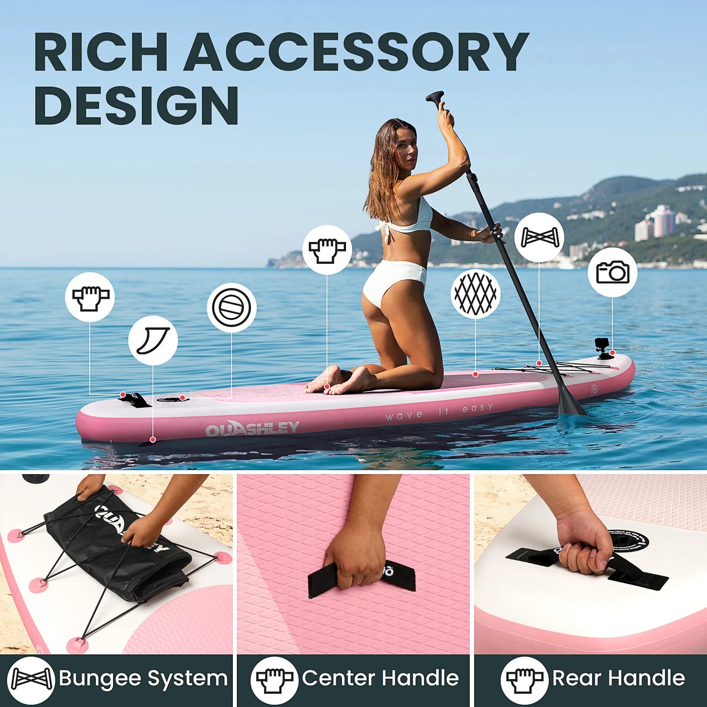 RAYOCON 10FT Inflatable Paddle Board Ultra-Light Stand-Up Paddle Board for All Skill Levels With SUP Accessories