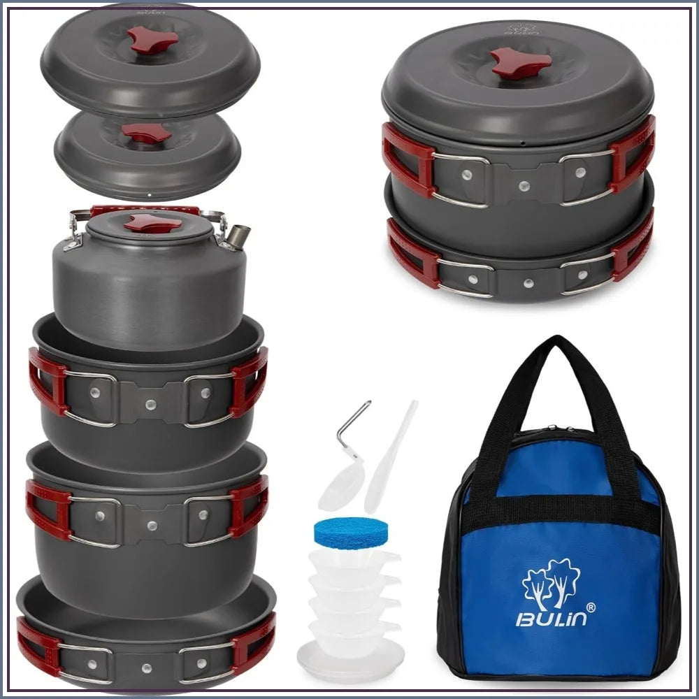 24-Piece Camping Cookware Set: Lightweight Backpacking Mess Kit for Hiking, Picnic, Family Outdoor Cooking