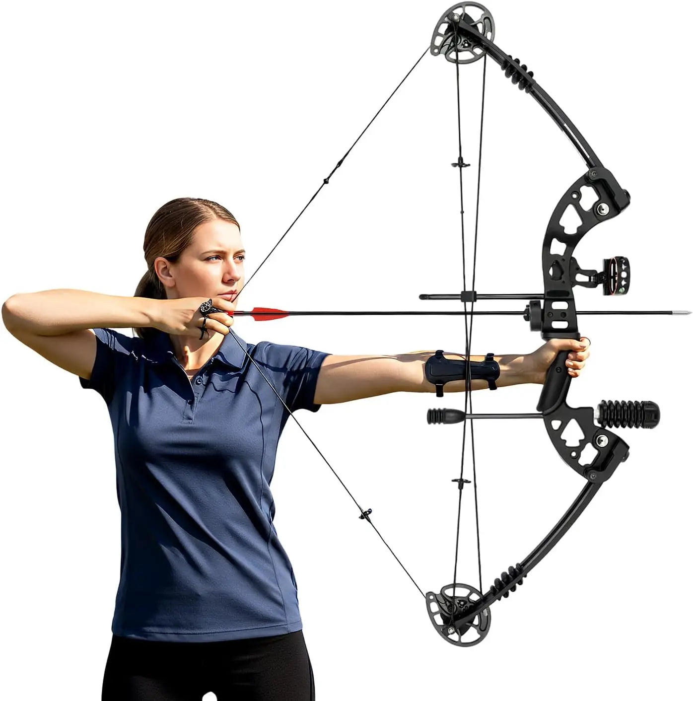 Right Hand Compound Bow and Archery Bow Kit for Adults, 30-55lbs Adjustable Draw Weight Hunting Bow Set with 3-Pin Lighted Sight and 12 Arrows