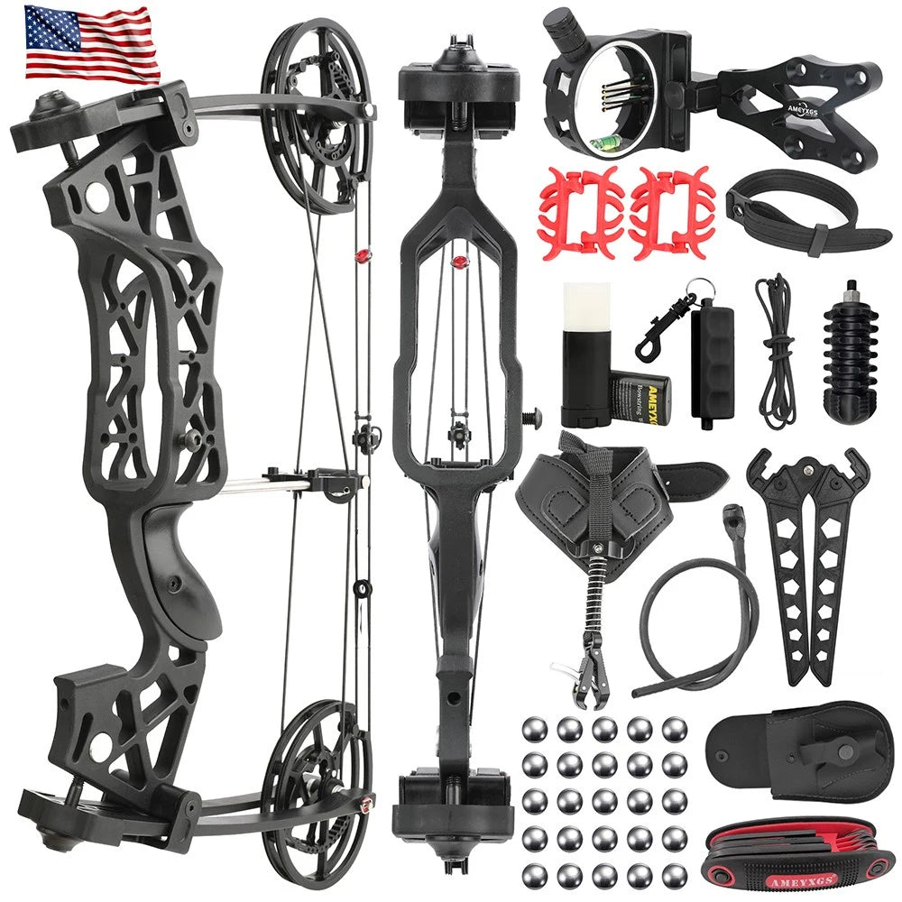 40-65lbs Archery Dual-use Compound Bow Set Aluminum Alloy Riser Left/Right Handed for Hunting Shooting Training Accessories