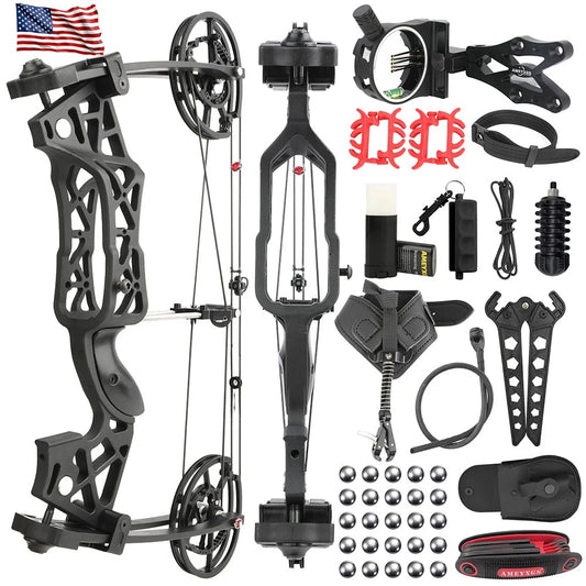40-65lbs Archery Dual-use Compound Bow Set Aluminum Alloy Riser Left/Right Handed for Hunting Shooting Training Accessories