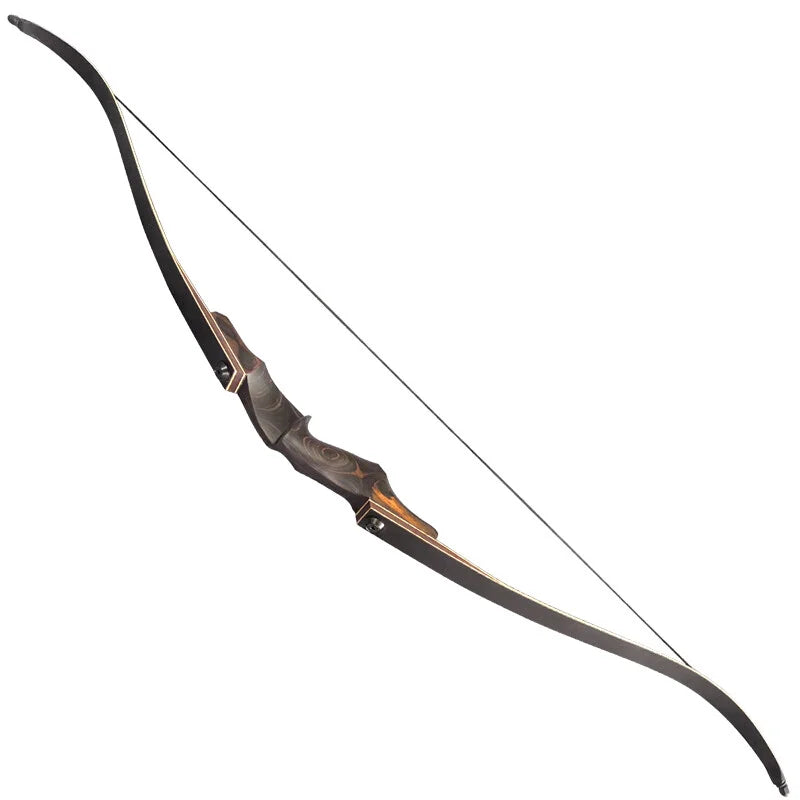 Hunting Recurve Bow 60" Takedown Archery Bow 25-60lbs Bamboo Laminated Limbs Wooden Riser Suitable for Right Hand Shooters