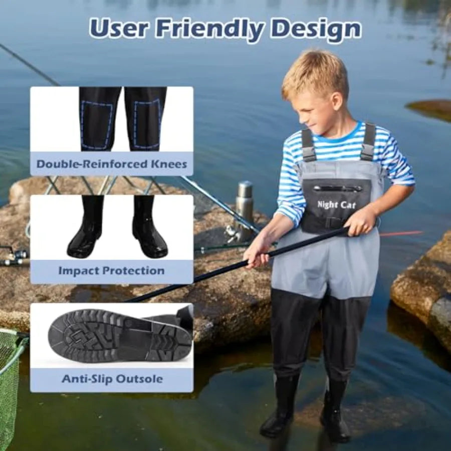 Fishing Waders for:Waterproof Chest Wader With Boots for Boys Girls - Youth Waders for Hunting Breathable