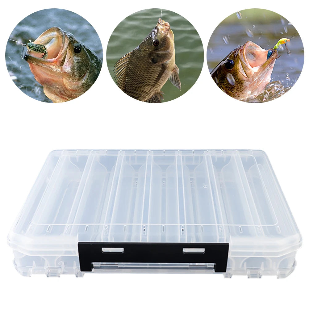 Double Sided Fishing Tackle Box 10/14/18 Compartment Fishing Lure Organizer Fishing Bait Container Box for Storage Big Baits