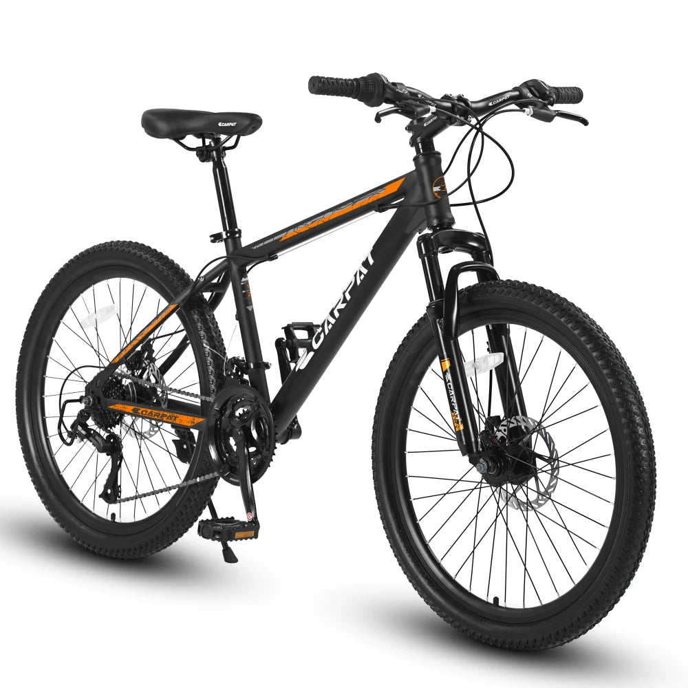 26 Inch Mountain Bike for Adults & Teenagers, 21 Speed Smooth Shifting System, High-Carbon Steel Frame, Front & Rear Mechanical Dual Disc Brakes, Front Suspension All Terrain MTB Bicycle