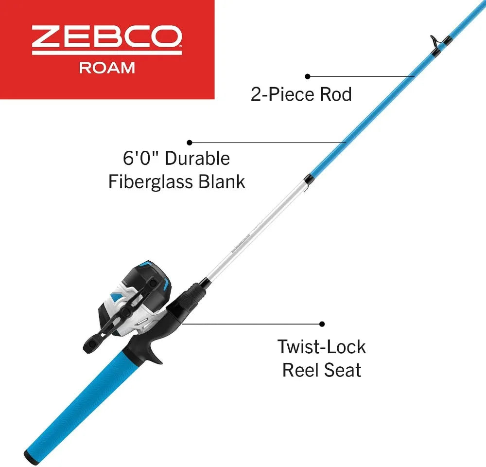 6-Foot 2-Piece Fiberglass Fishing Rod and Spincast Reel Combo, Moderate-Fast Action, Pre-Spooled with 10lb Line