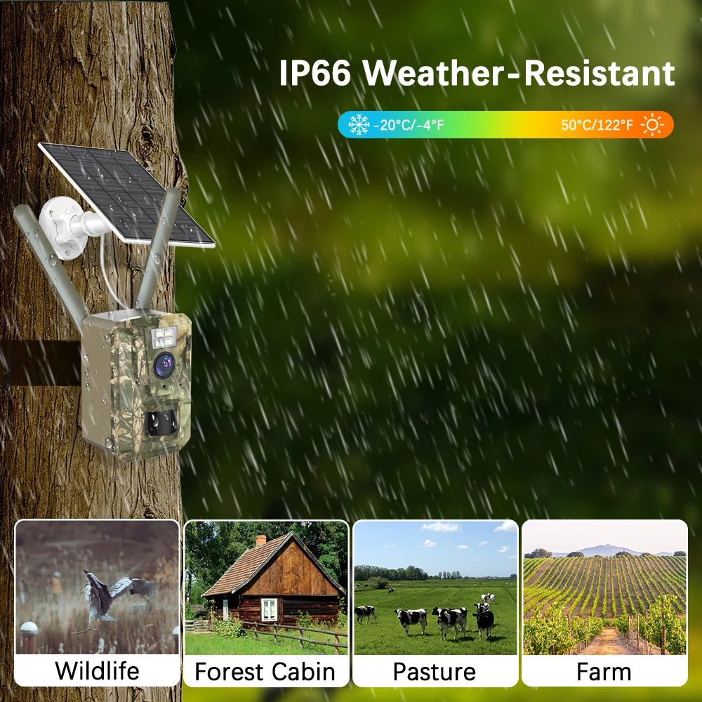 SZSINOCAM US 4G Cellular 3MP 2K Battery Solar PIR Motion Activated Wildlife Hunting Trail Camera IP66 Outdoor Night Vision