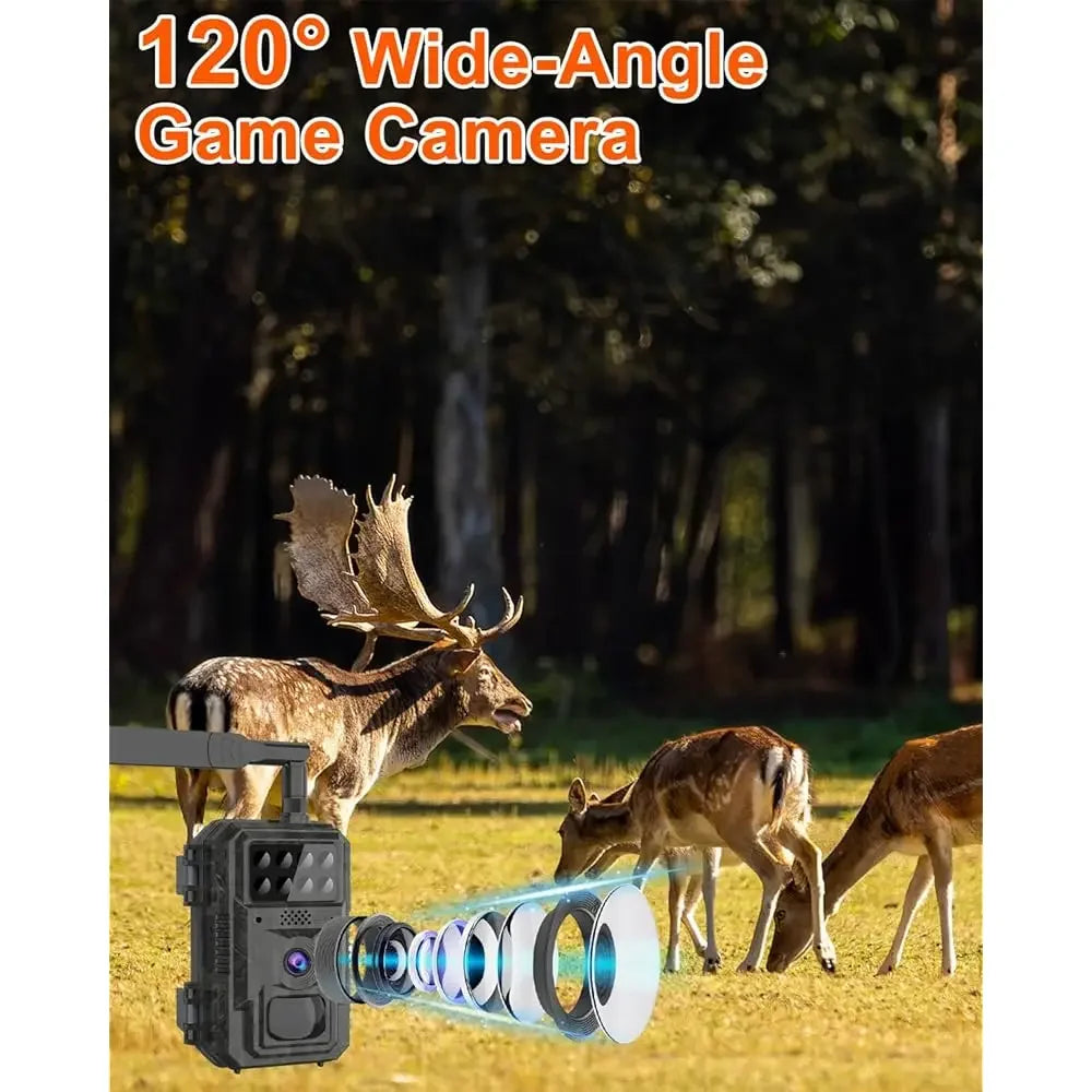 4G Cellular Trail Camera-with 4K 48MP Wide Angle 120 Degree, Night Vision up to 100FT, Solar Powered Hunting Came