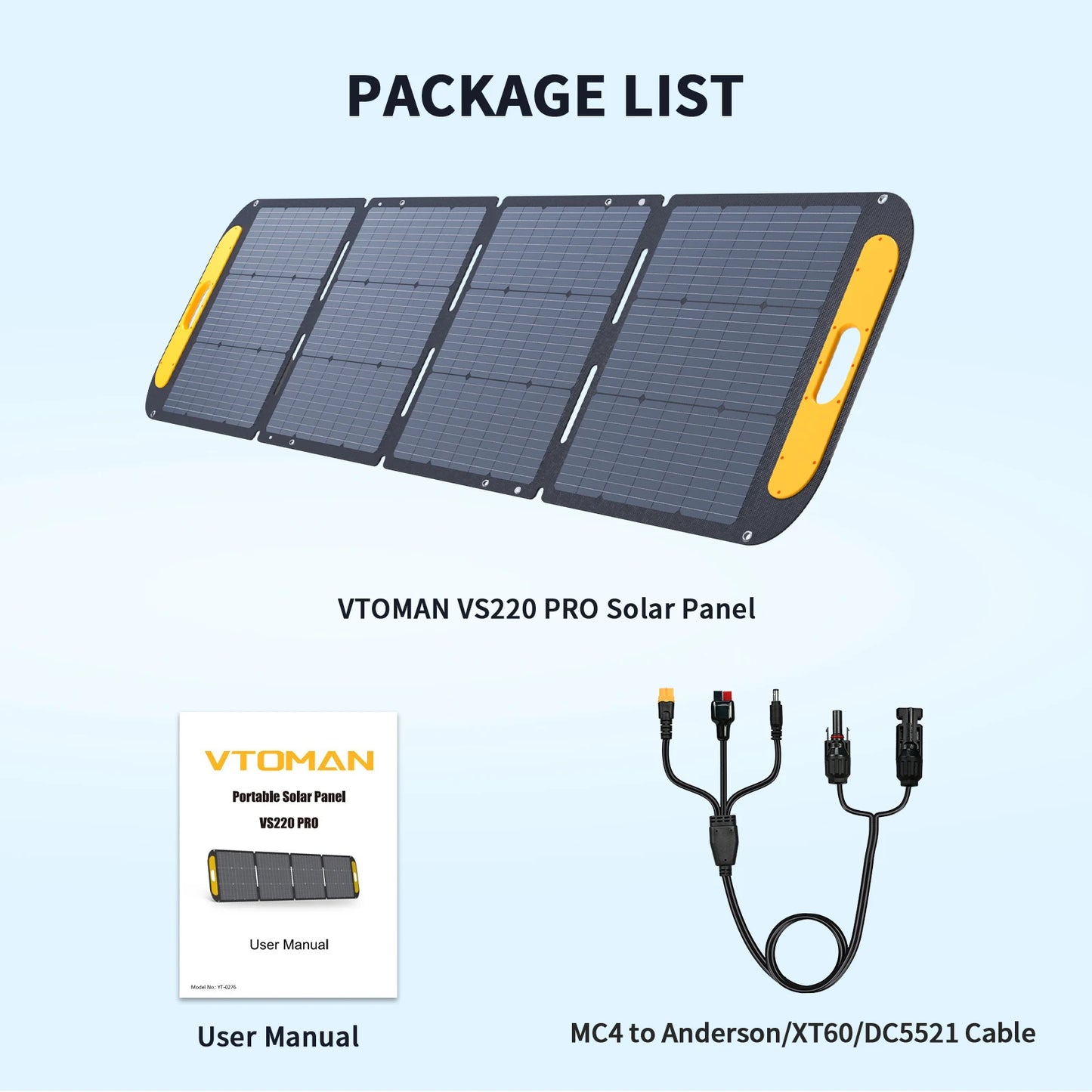 VTOMAN 48V 220W / 200W High Efficiency Solar Panel Kit, Foldable Waterproof Solar Charger,Portable Power Supply for Camping