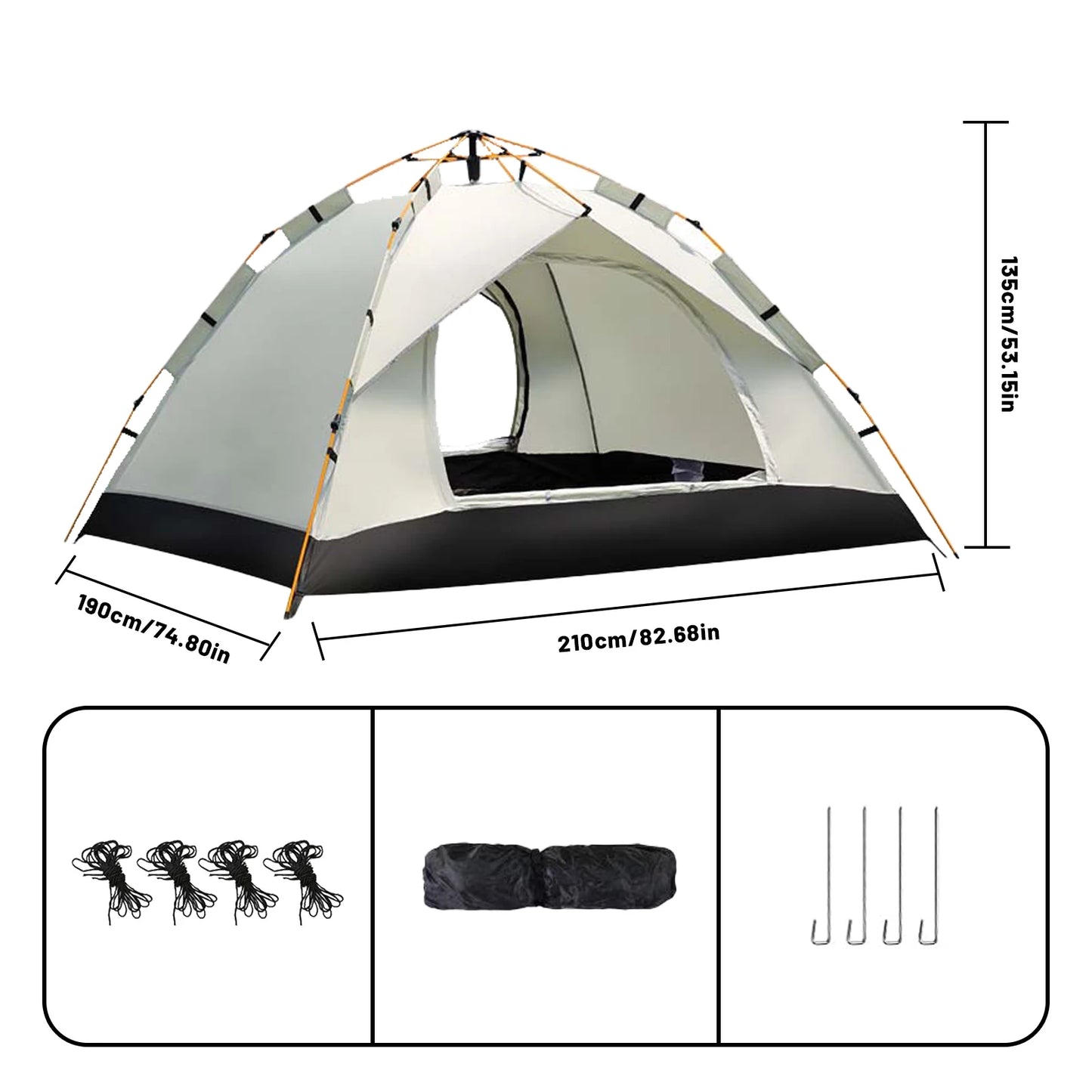 Large Auto-Pop Silver Shelter - Portable Instant Sun & Rain Tent for 3-4 People, Perfect for Beach, Camping & Travel