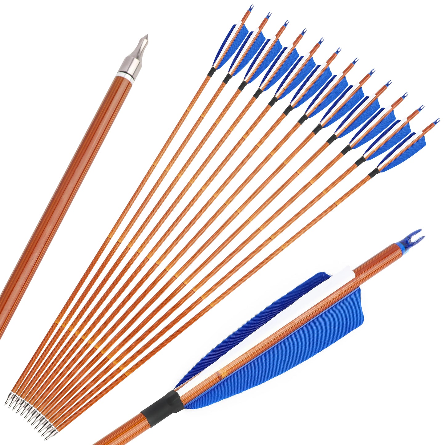 12pcs Archery Mixed Carbon Arrows SP500 Turkey Feather High Strength Hunting Arrows ID6.2mm Recurve Compound Bow Shooting