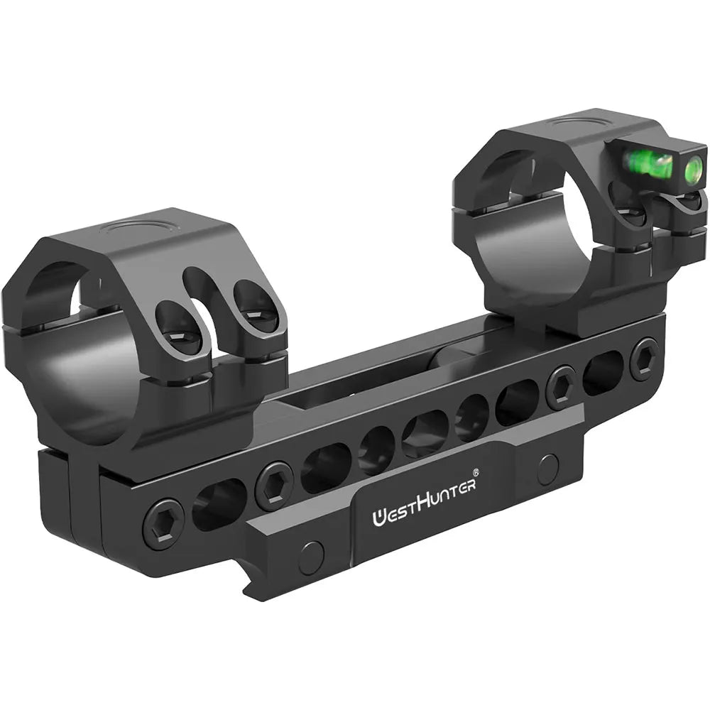 WestHunter 100 MOA Compensation Picatinny Scope Mounts 133mm-163mm Adjustable Length Scope Rings with Bubble Level for Hunting