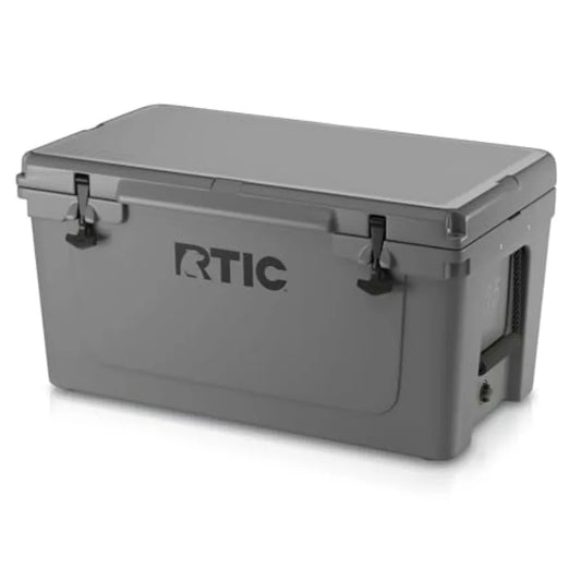 Beach, camping, picnic cooler: ultra-tough hard-shell insulated portable ice chest box in black with 65 QT capacity and extende