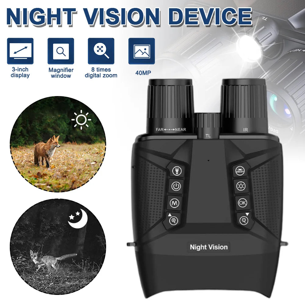Ponbos CZ080 4K UHD Tactical Binocular Telescope 40MP 8X Digital Zoom 600M Infrared Binoculars Night Vision for Hunting Camping