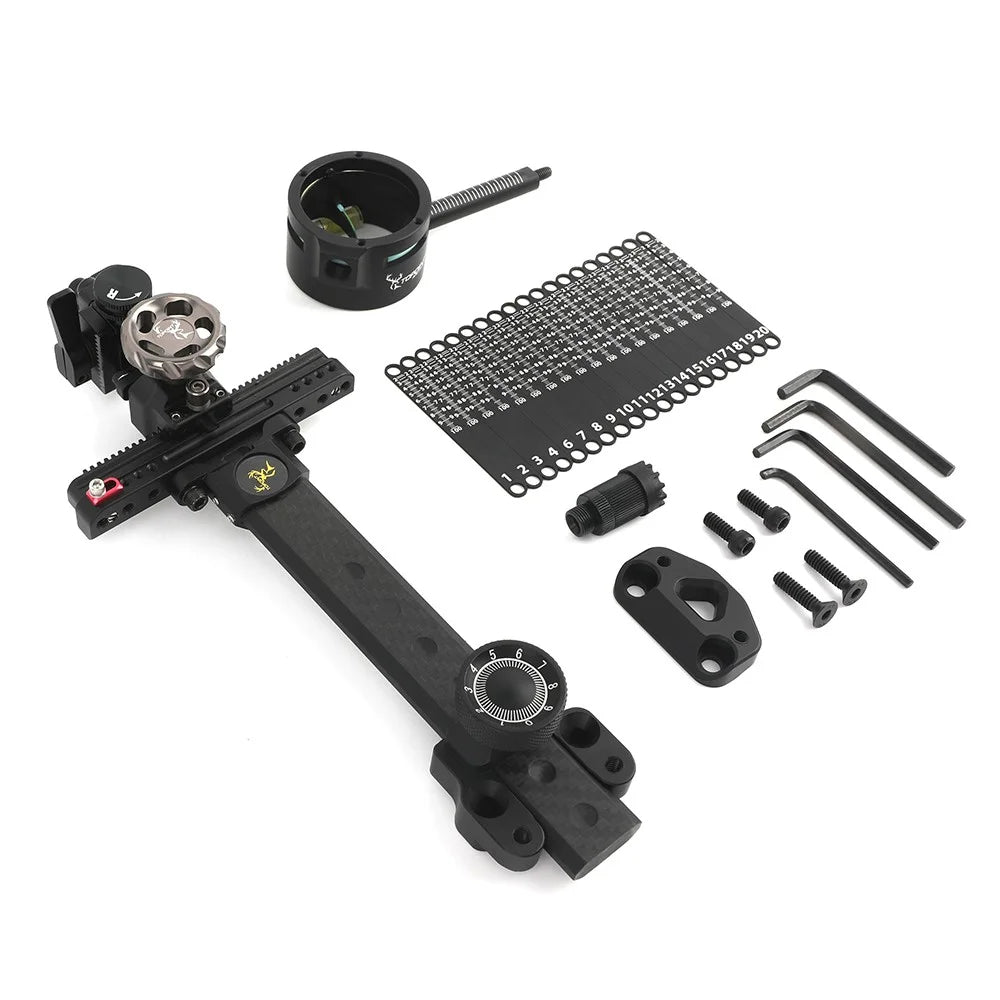 Archery Compound Bow Single Pin Sight Carbon Rod Design Optional 4/6/8X Lens High Precision Aiming Sight For Target Hunting Shooting Accessories