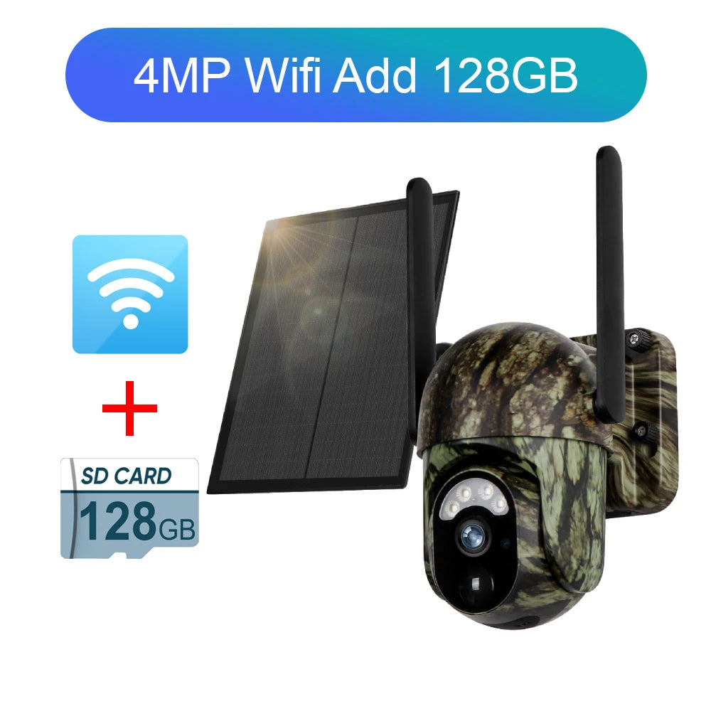 Ubox 4G SIM Solar Security Camera WiFi Outdoor Surveillance Camera Cellular Trail Cam Color Night Vision Human/Animal Detection