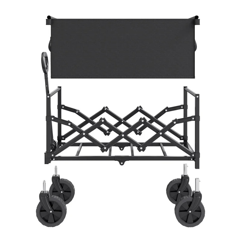 Foldable Utility Wagon with Wheels, Lightweight 225lbs Capacity Cart for Grocery, Camping, Garden, Sports – Portable & Easy to Store