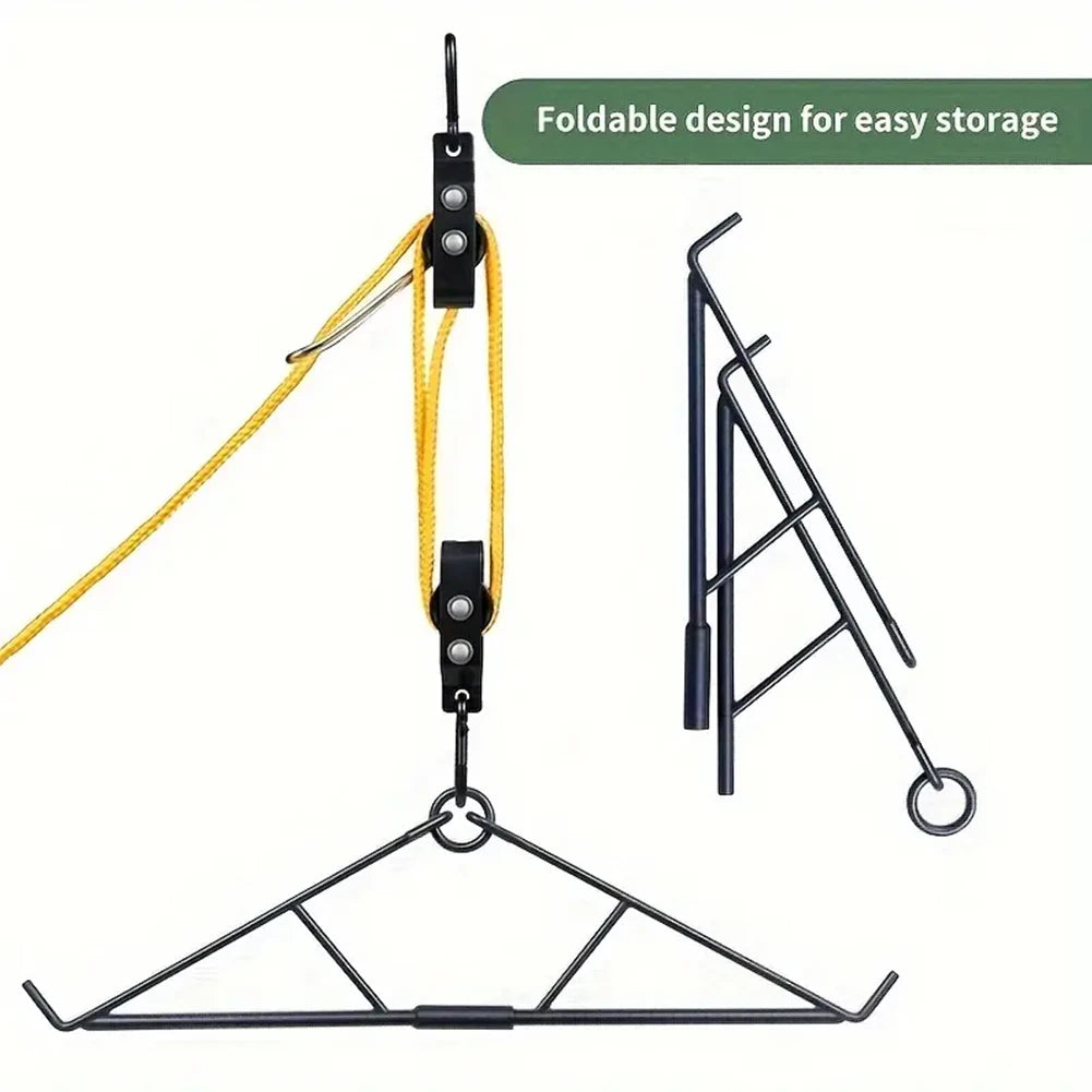 Max To 700 LBS Elk Hoist Pulley Lift System with Gambrel Hunting Game Hanging Kit for Deer Butcher Hunting Accessories Gift Set