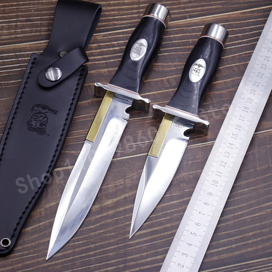 High-hardness Outdoor Straight Knife with 9Cr13Mov Blade Blackwood Handle Survival Portable and Self-defense Tactical Knife