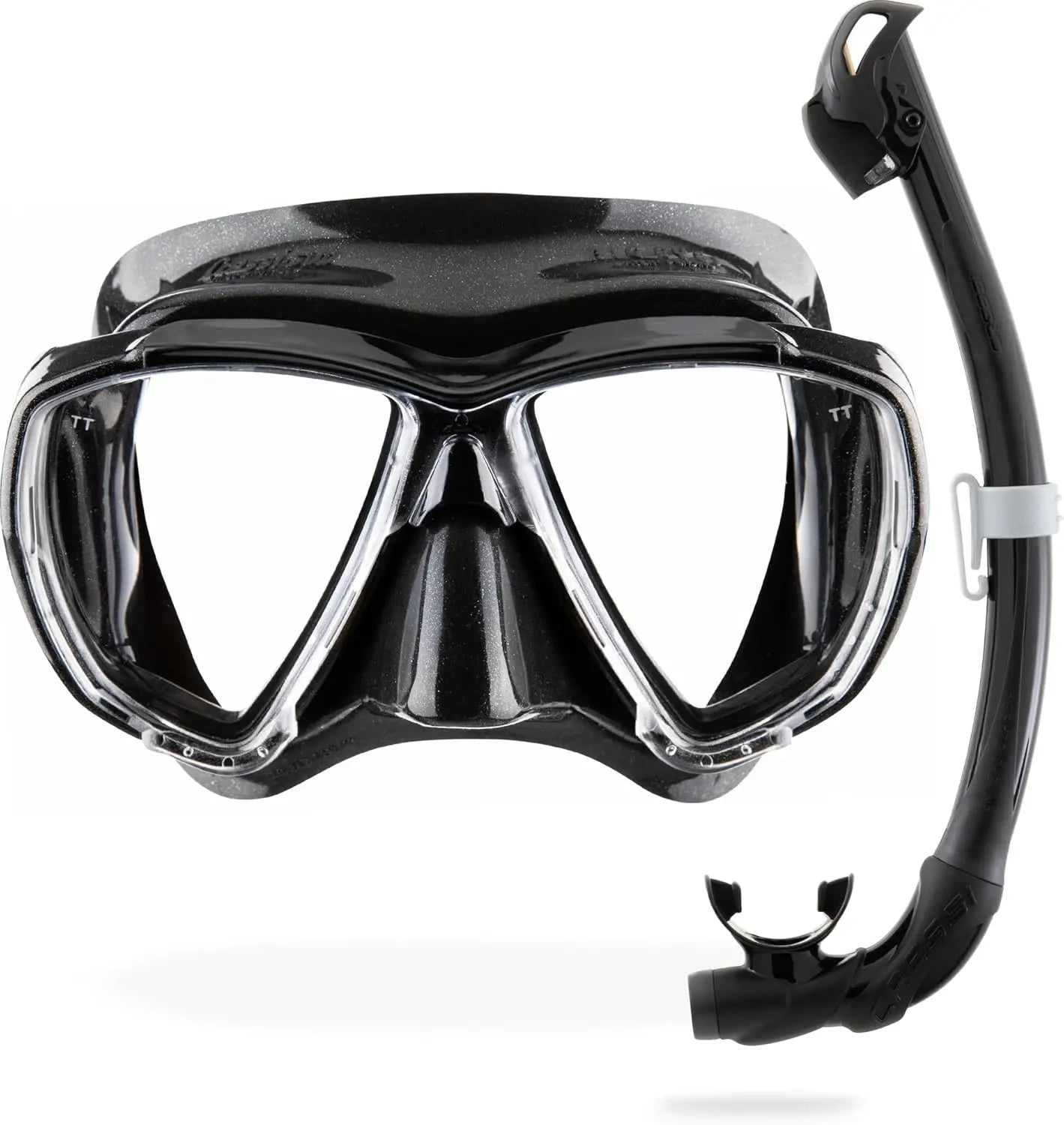 Advanced Wide View Snorkel Mask and Dry Snorkel Set for Snorkeling & Freediving - Oversized Lenses with Tight Silicone Seal, Professional Diving Equipment