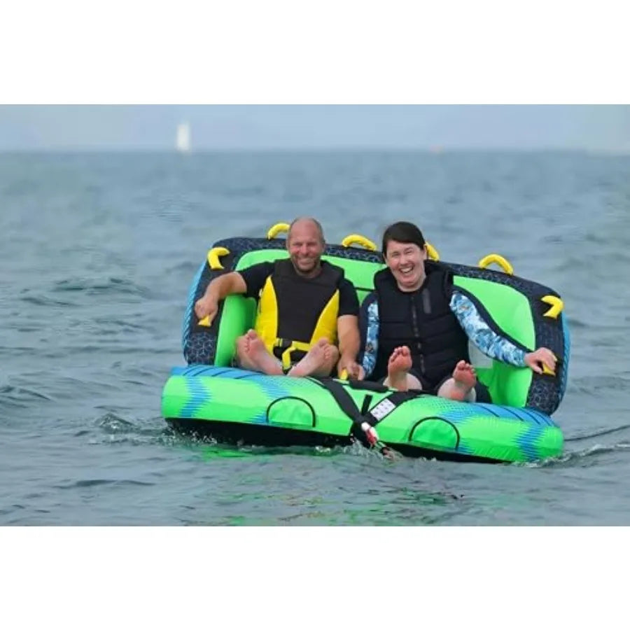 2-4 Person Towable Tubes for Boating Sofa Style Boat Tube Water Sports Inflatable Towables Tubes for Boats to Pull Dual Tow Poi