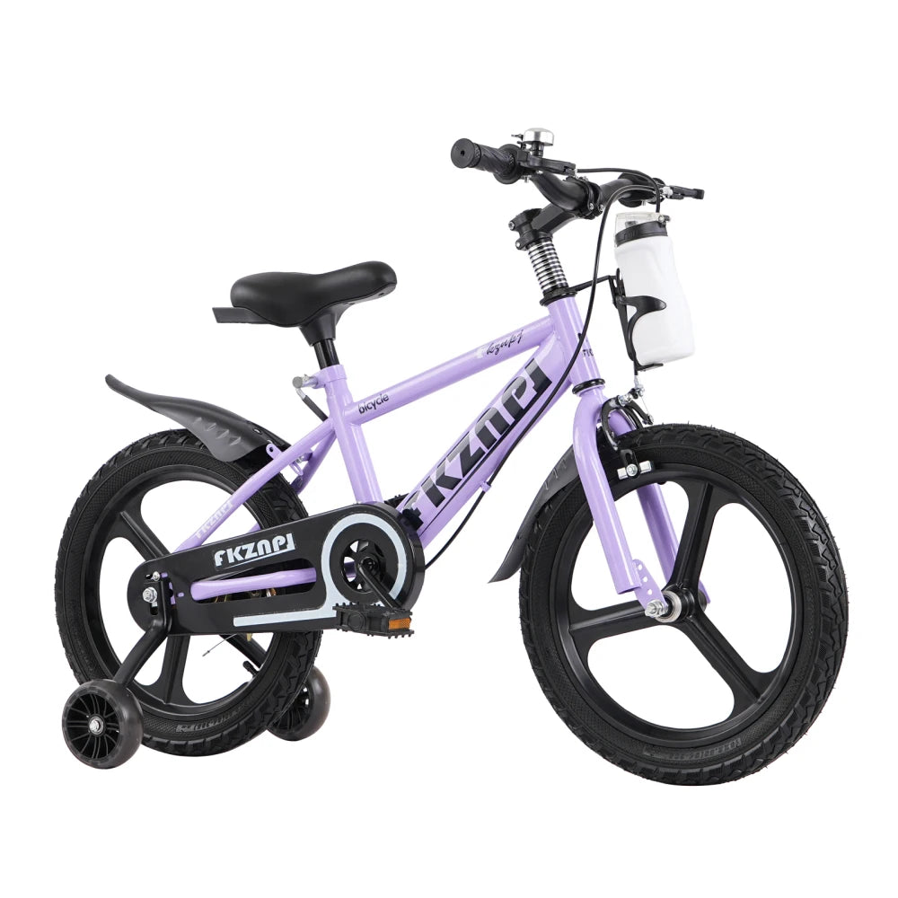 Kids Bike 18 Inch – High Carbon Steel Frame, Magnesium Alloy Wheels, Training Wheels with Night Glow, Adjustable Seat, Water Bottle – Girls & Boys Bicycle Ages 3-9, Toddler Bike