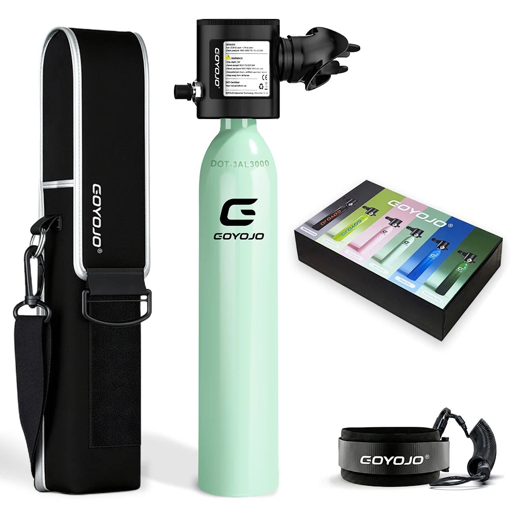 GOYOJO Mini Scuba Tank 0.5L Portable Small Diving Tank for Underwater Breathing Reusable Diving Cylinder Lung Air Tank for Emergency Rescue Boat Cleaning Backup Air Source Pony Bottle