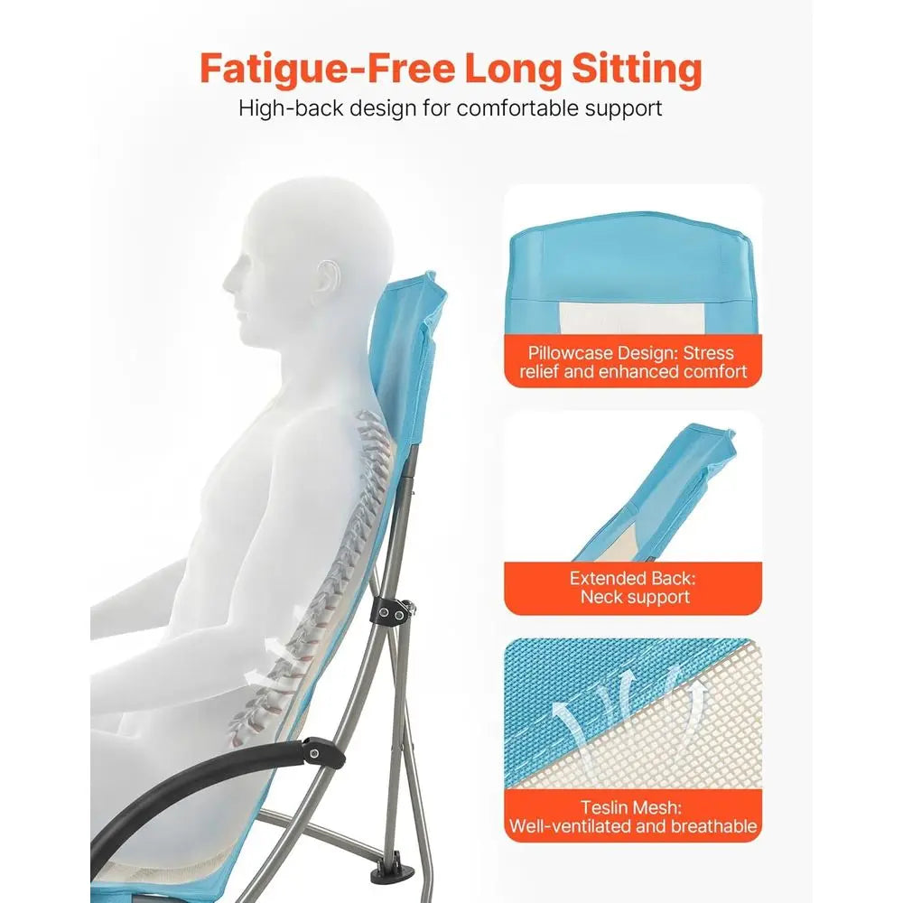 Portable High-Back Beach Chairs with Cup Holder, Mesh Back, Carry Bag, Extra Wide Seat, 330 lbs Support, Ideal for Outdoor and C