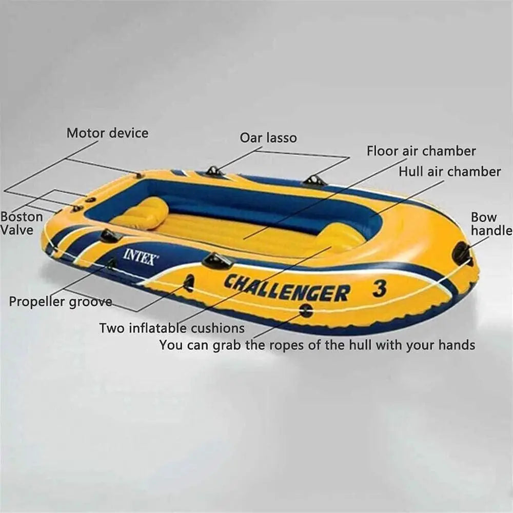 Portable 2-Person Inflatable Boat with Oars, Manual Pump, Perfect for Outdoor Fishing, Seaside Fun, and Blue Water Activities