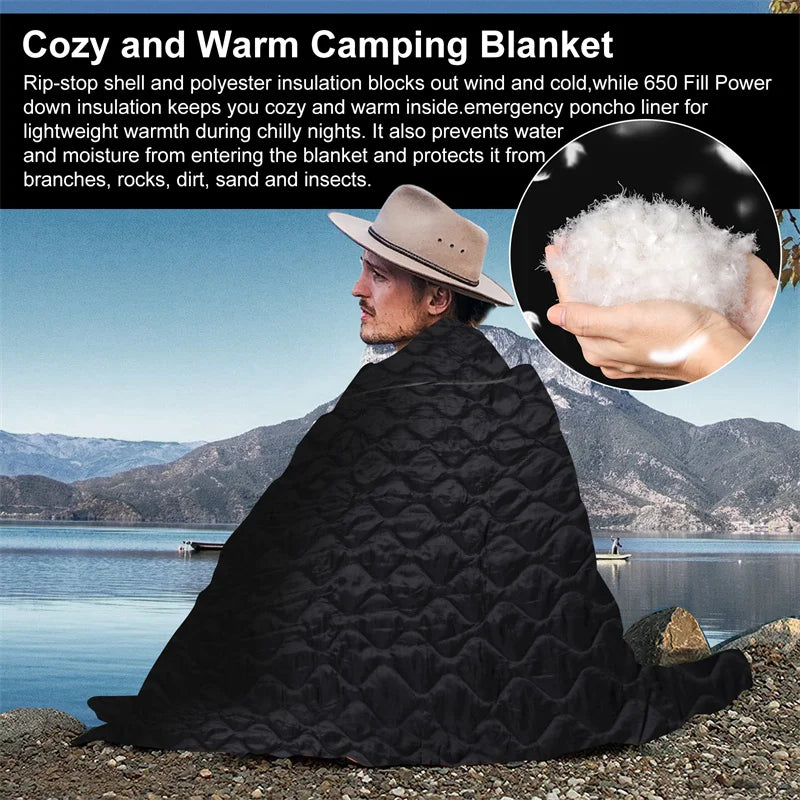 Tactical Poncho Liner Camouflage Water Repellent Woobie Quilted Blanket Suitable for Camping, Shooting Hunting