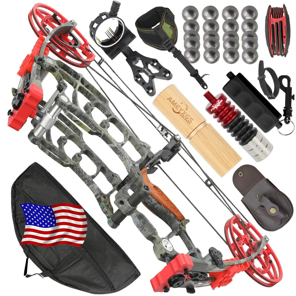 30-60lbs Archery Compound Dual-use Bow Right Hand 19" Axle Hunting Steel Ball 420FPS Let off 80%  Car Outdoor Target Shooting