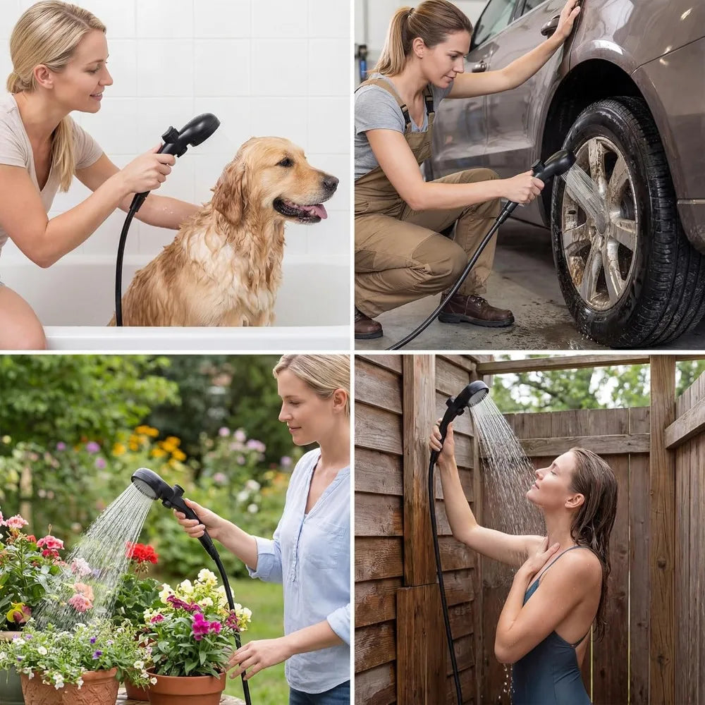Portable Camping Shower with Immersion Heater, 6000mAh Rechargeable Pump, LED Display for Outdoor Hiking, Travel, Car Wash, Pet Bath