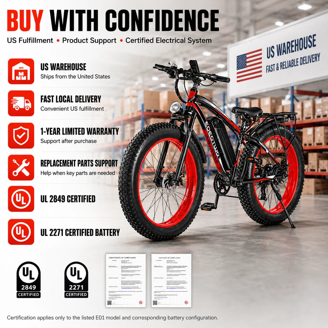 EOEOTWO 26" Fat Tire Electric Bike for Adults, 1000W Motor 1500W Peak, 48V 15Ah Battery, 34 MPH Max Speed, Up to 60 Miles Long Range