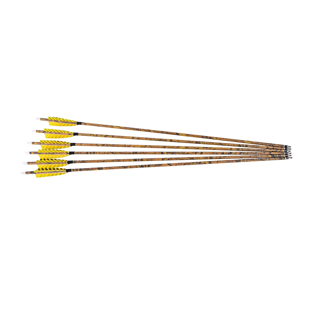 Spine 500 Carbon Arrows 31.5" Camo Color ID6.2mm Arrow Shaft 100 grain Arrowhead for Bow Hunting Shooting Target 6/12pcs