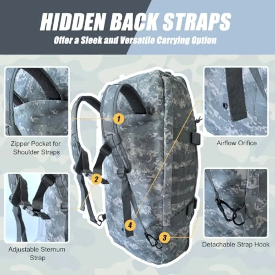 Large Travel Duffle Bag Military Tactical Backpack Army Assault Pack 3 Day Bug Out Rucksack for Outdoor Sports Hiking Camping w
