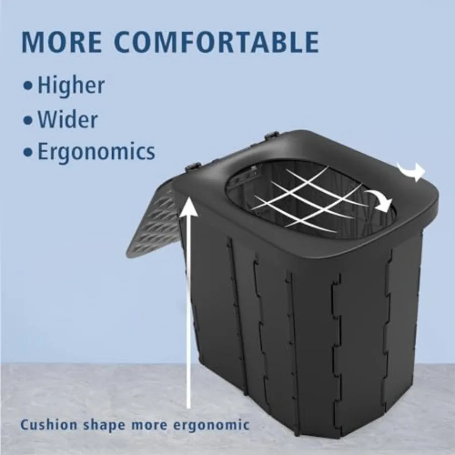 XL Portable Folding Camping Toilet - Travel Potty for Adults, 12 Toilet Bags, 12 Pack Liquid Waste Gel