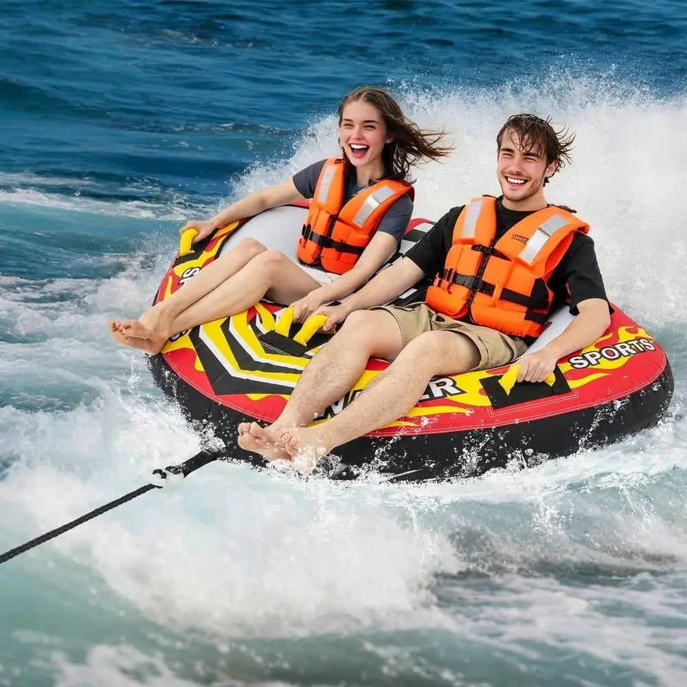 Towable Tube For Boating 1 Or 2 Person Inflatable Boat Tube For Youth Adult Red