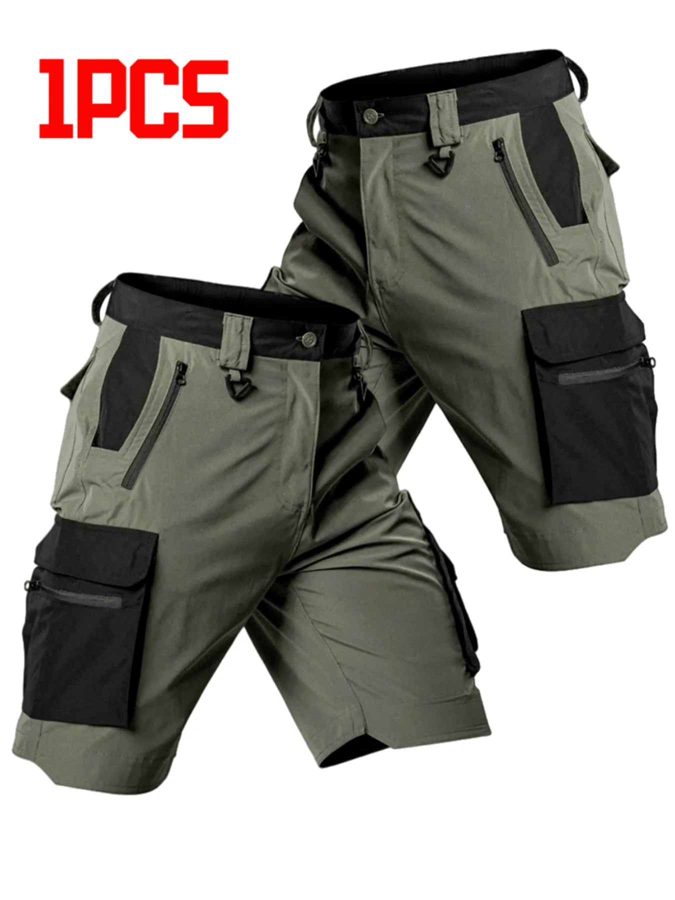 Mens Cargo Shorts Casual Lightweight Quick-Dry Breathable Multi-Pocket Zippered Shorts