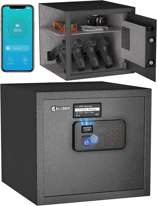 Smart Gun Safe for Multiple Pistols - Automatic Lock Safe Box with LCD Display/Voice Guide, Quick Access Unlock with Fingerprint