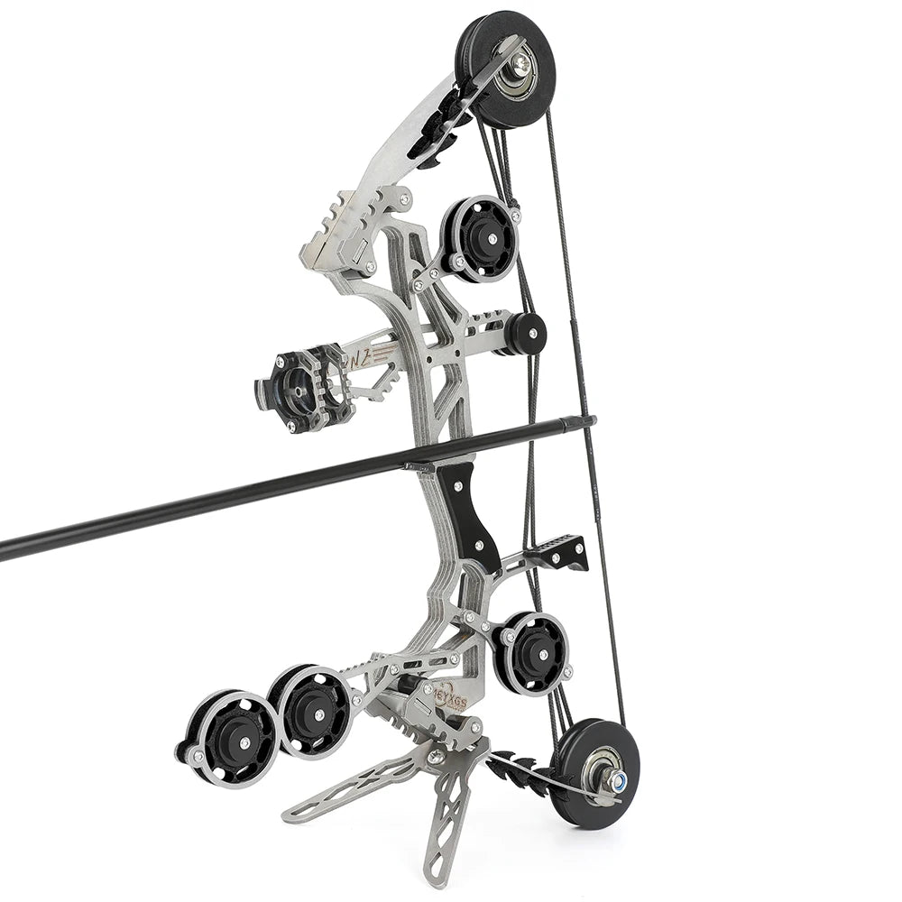 Mini Compound Bow 11-inch 10lbs Stainless Steel Pocket Bow with 4/8pcs Arrows Compact Portable Design for Sports Shooting Entertainment Gift Beginner Target Practice Indoor Outdoor Archery Accessories