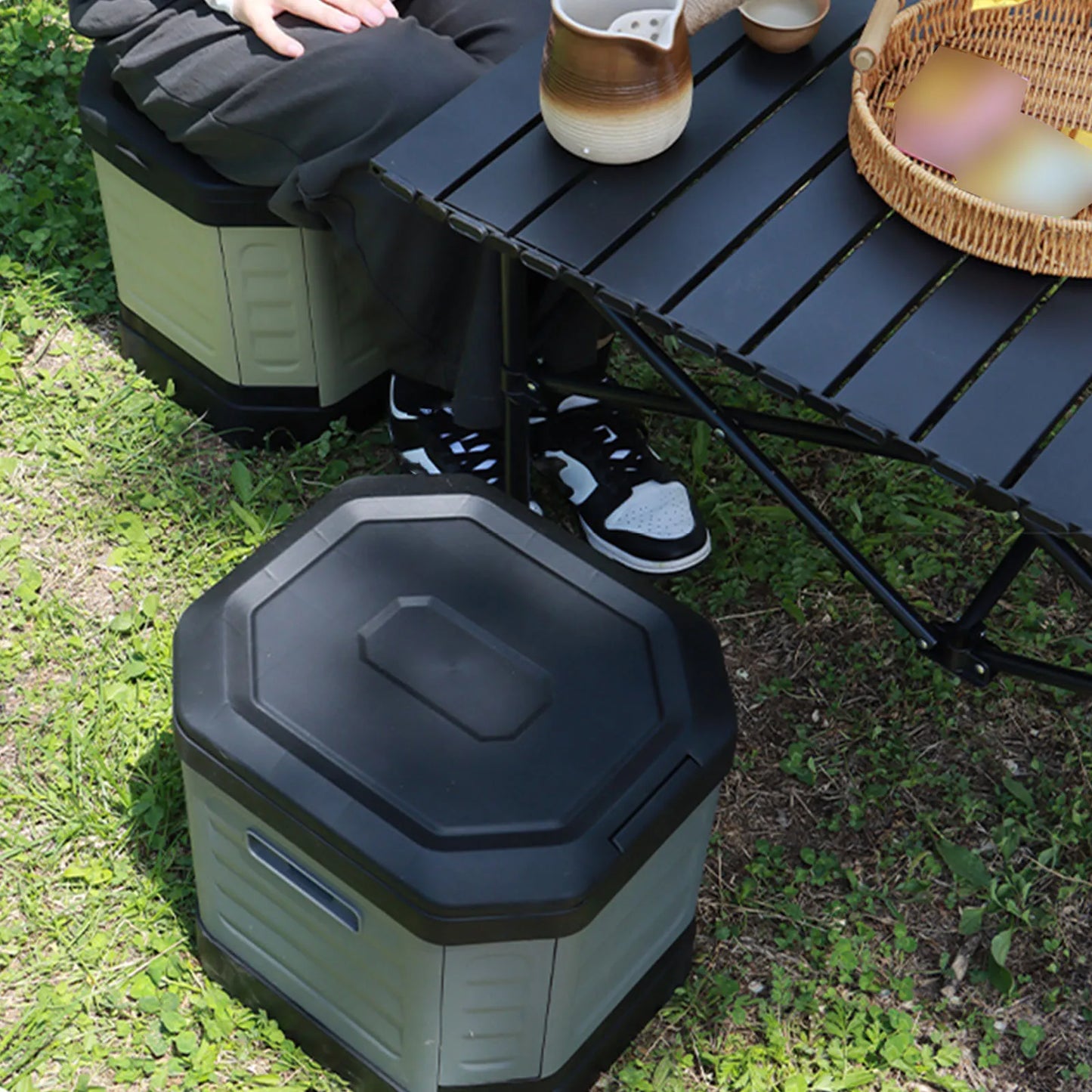 Folding Portable Toilet Reusable Collapsible Toilets with Lid Emergency Toilets for Adults Travel Outdoor Hiking Trips Beach
